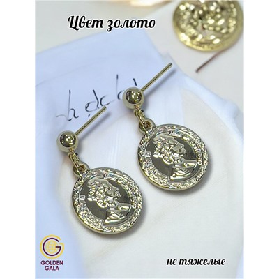 Серьги монеты из медицинской стали золото (Корея) С7/7