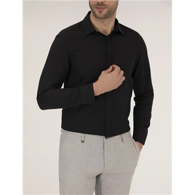 Black Slim Fit Oxford рубашка