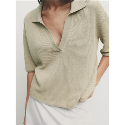 Jersey punto manga corta cuello polo