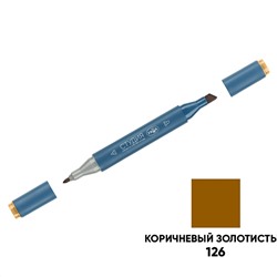 Маркер двусторонний для скетчинга Гамма "Студия", коричневый золотистый, корпус трехгранный, пулевид./клиновид. наконечники