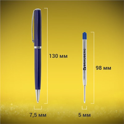 Ручка подарочная шариковая BRAUBERG "Cayman Blue", корпус синий, узел 1 мм, линия письма 0,7 мм, синяя, 141409