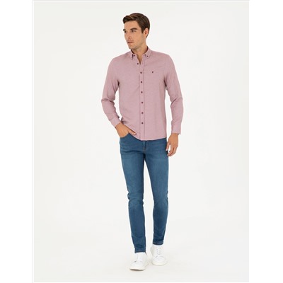 Bordeaux Oxford Slim Fit рубашка с длинным рукавом