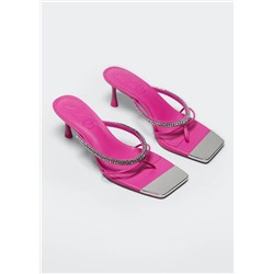 Sandalia tacón tira strass -  Mujer | MANGO OUTLET España