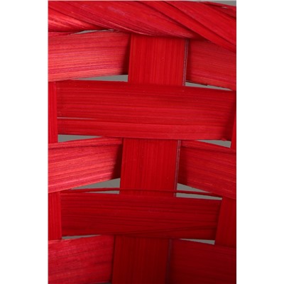 Корзина плетёная, 13×13×9.5 см, ручка h=21 см, бамбук, красная