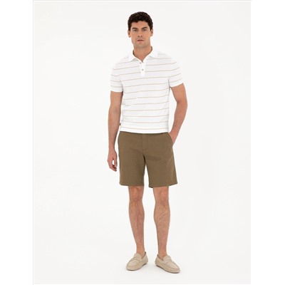 Brown Slim Fit Button с воротником поло