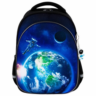 Рюкзак BRAUBERG OPTIMA, 2 отделения, с брелоком, "Brave astronaut", 3D-панель, 36х27х18 см, 273159