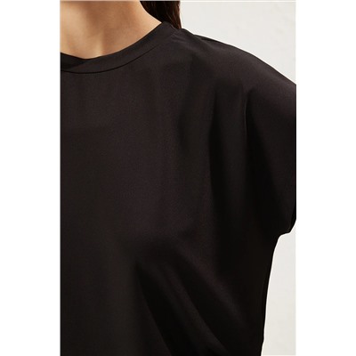Black Micro Fabric Sports Thryt Fit Thmss25ts00001