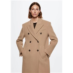 Abrigo lana virgen cruzado -  Mujer | MANGO OUTLET España