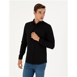 Black Slim Fit рубашка с длинным рукавом