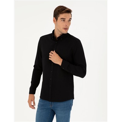 Black Slim Fit рубашка с длинным рукавом