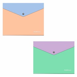 Папка-конверт с кнопкой ERICH KRAUSE "Matt Pastel Bloom", А5+, до 120 л., с карманом, ассорти, 0,18 мм, 61150
