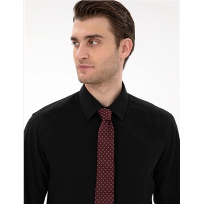 Black Slim Fit Basic рубашка с длинным рукавом