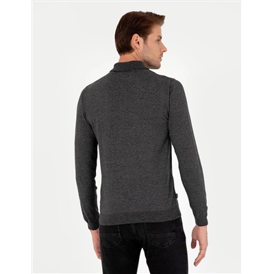 Anthracit Melanj Slim Fit Polo воротниц Основной вязаный свитер