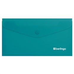 Папка-конверт на кнопке Berlingo "Soft Touch", C6, 200мкм, софт-тач, бирюзовая