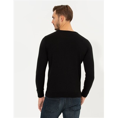 Black Slim Fit Bike Yaka Knitwear свитер