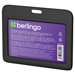 Бейдж горизонтальный Berlingo "ID 200", 85*55мм, черный, без держателя, крышка-слайдер