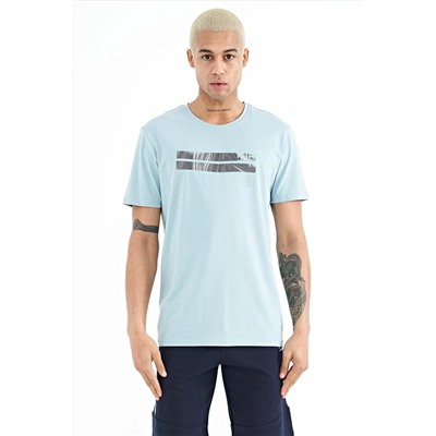 Голубая мужская футболка с круглым вырезом Peter — 88204 A11ER-88204