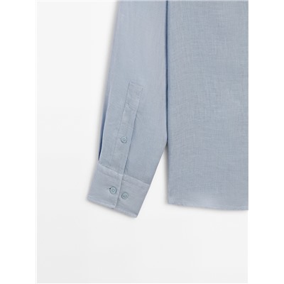 Camisa lino cuello mao regular fit