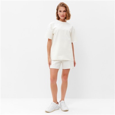 Костюм женский (футболка, шорты) MINAKU: Casual Collection цвет экрю, размер 44
