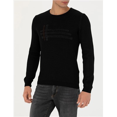 Black Slim Fit Bike Yaka Knitwear свитер