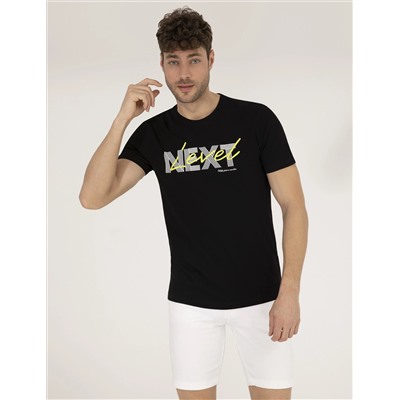 Black Slim Fit Print Print Cycling Bike T -For