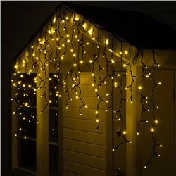 Гирлянда "Бахрома" 3 х 0.9 м , IP65, УМС, тёмная нить каучук, 144 LED, свечение тёплое белое, 220 В