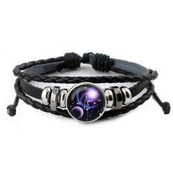 BS261-02 Светящийся кожаный браслет Знаки Зодиака - Весы