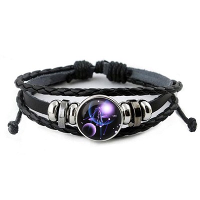 BS261-02 Светящийся кожаный браслет Знаки Зодиака - Весы