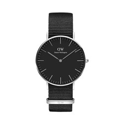 Reloj de cuarzo de poliéster Classic Cornwall S - Plateado y negro