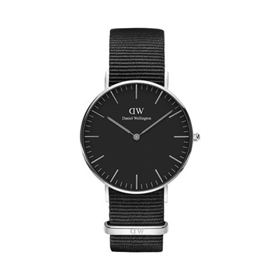Reloj de cuarzo de poliéster Classic Cornwall S - Plateado y negro