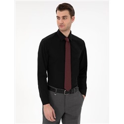Black Slim Fit Basic рубашка с длинным рукавом