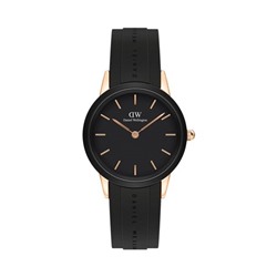 Reloj de cuarzo de caucho Motion - Negro y rosa dorado