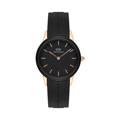 Reloj de cuarzo de caucho Motion - Negro y rosa dorado