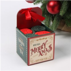 Набор новогодних махровых полотенец "Этель" Merry Xmas 30х30 см-4 штуки, хлопок 340г/м2
