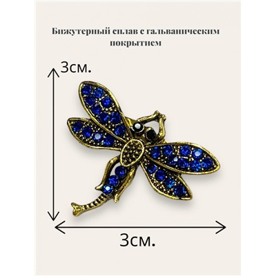 Брошь мини со стразами "Стрекоза"  БР3 тип 6