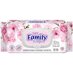 Салфетки влажные очищающие универсальные Salfeti Family Comfort, 120 шт
