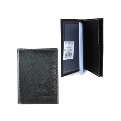 Обложка для авто+паспорт-Croco-ВП-102 натуральная кожа черный флотер (40)  209452
