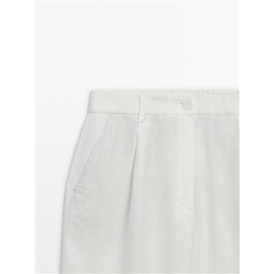 Pantalón lino wide leg