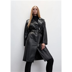 Trench cremalleras efecto piel -  Mujer | MANGO OUTLET España