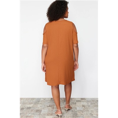 Brown A-Line Cupt-Out Detailly Ditting Dress TBBSS22EL2986