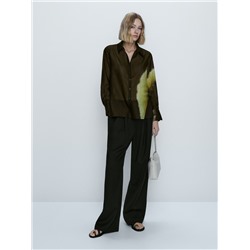 Cotton and silk blend printed shirt
