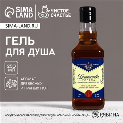 Гель для душа виски «Богатства», 250 мл, аромат древесных и пряных нот, Чистое счастье