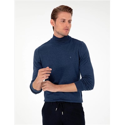 Indigo Melanj Slim Fit Half Fisherman воротник Основной вязаный свитер