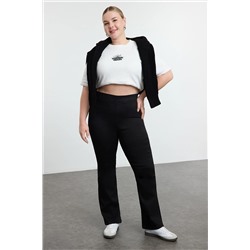 Черная высокая талия гибкая талия испанская пайка Flare Flare Fit Jeans TBBAW25CJ00032