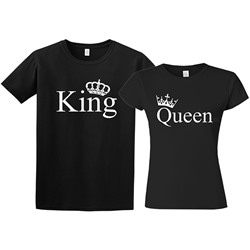 Парные футболки для двоих "King, Queen" короны