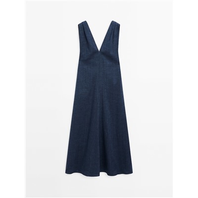 Vestido midi efecto denim tirante ancho