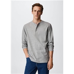 Camiseta manga larga cuello panadero -  Hombre | MANGO OUTLET España
