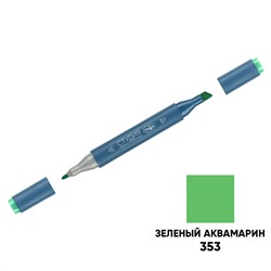 Маркер двусторонний для скетчинга Гамма "Студия", зеленый аквамарин, корпус трехгранный, пулевид./клиновид. наконечники