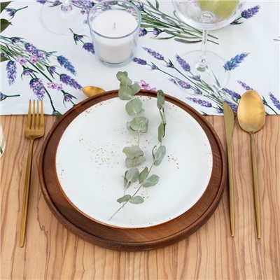 Дорожка на стол Этель Lavender 30×70 см, 100% хлопок, саржа 190 г/м², белая