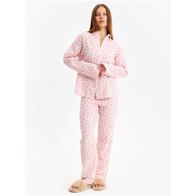 Комплект домашний женский (рубашка, брюки) KAFTAN «Муслин: pink leopard» размер 44-46, розовый